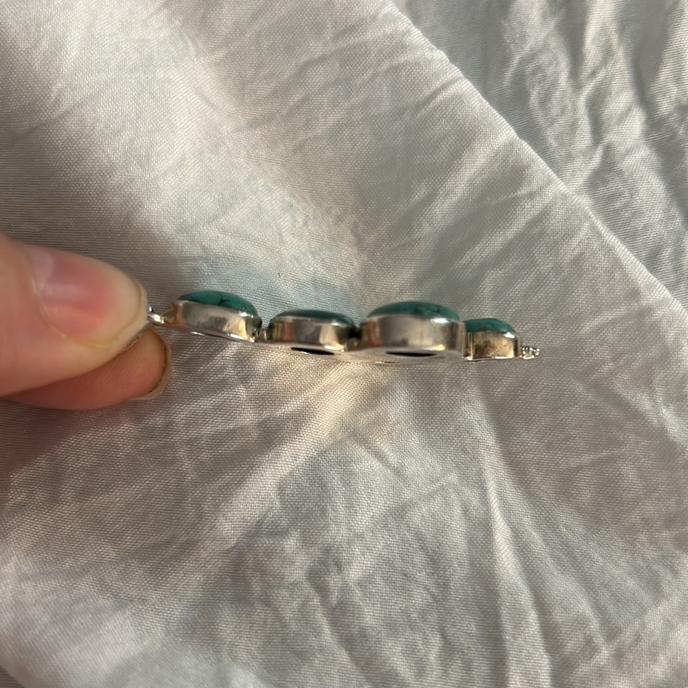 Sterling Silver Five Stone Turquoise Pendant - image 4